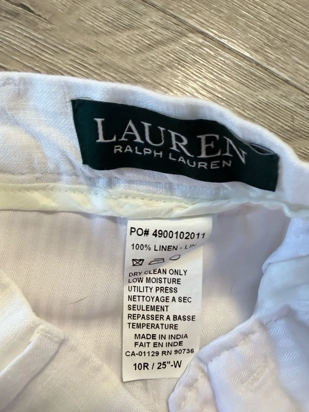 Ralph Lauren White Flat-Front Linen Shorts